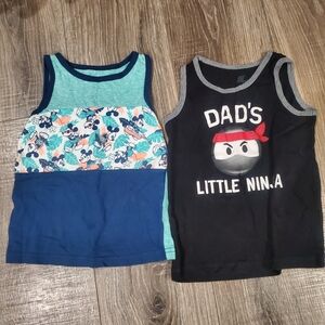 Boys Tank Tops Size 2T No Sleeve Tops Aqua, Navy, and Black 2 Pieces
